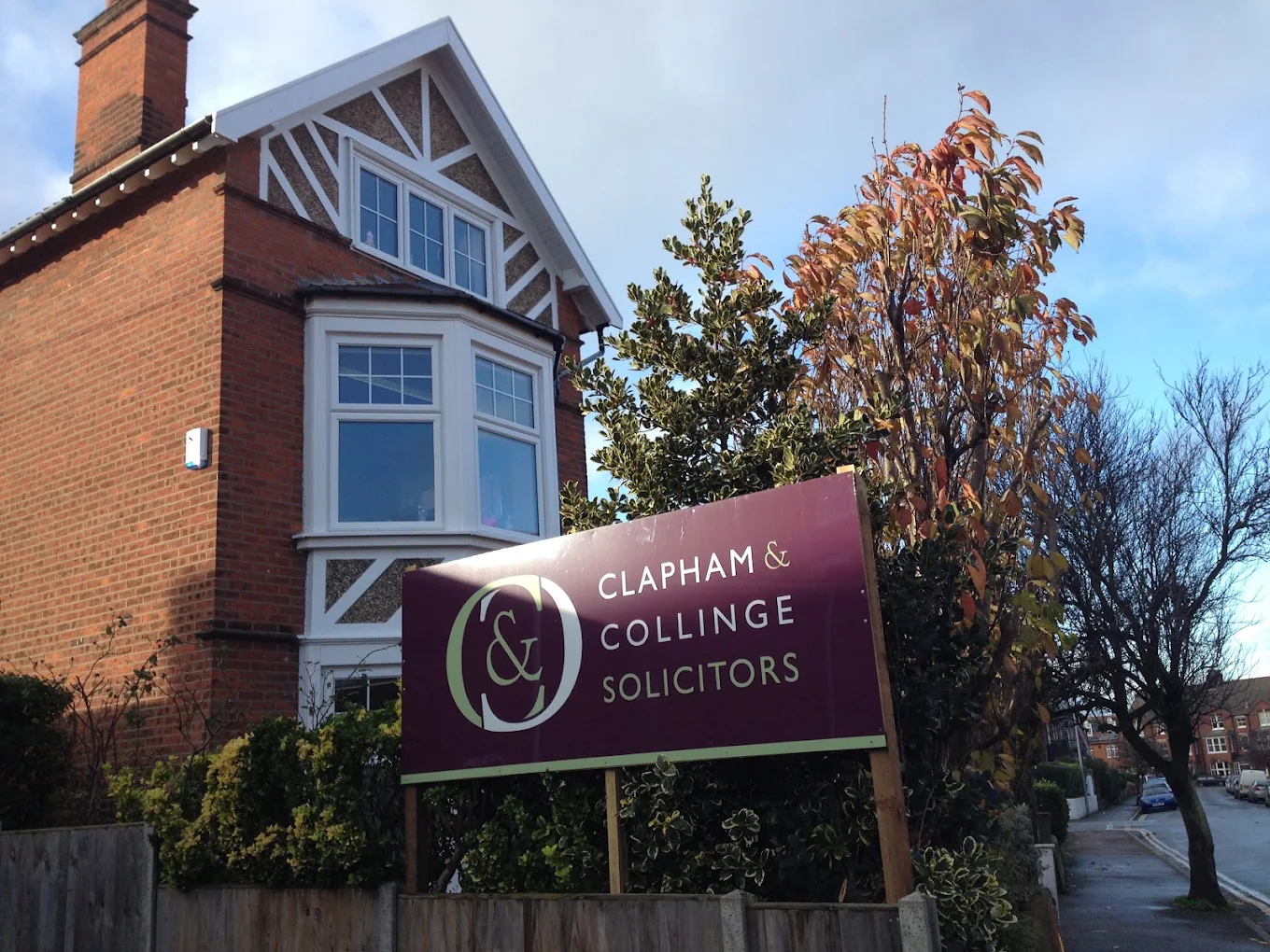 Clapham & Collinge sign in front of the Sheringham Firm